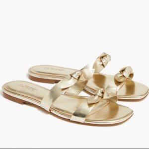 ✨ NEW J. Crew Double Knotted Bow Women's Gold Sandals✨ Sz 9